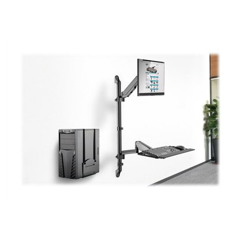 Digitus Sit-Stand Workstation Wall Single Mount, Max load 1-8 kg, max Screen Size: 17"-32", Black | Digitus - 10